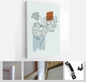 Modern Abstract Art Botanical Wall Art. Boho. Minimal Art Flower on Geometric Shapes Background. Painting Wall Pictures Home Room Decor - Modern Art Canvas - Vertical - 1952272894