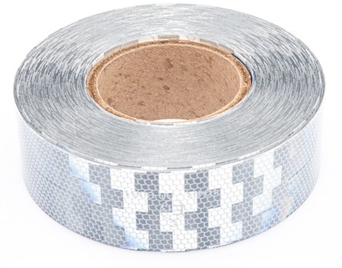 Reflecterende tape voor harde ondergrond - wit - per meter
