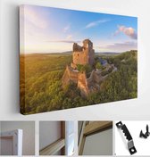 Historical monument in Hungary Mountains. Aerial landscape about a medieval castle ruins near by Hollókő town - Modern Art Canvas - Horizontal - 1911925042 - 80*60 Horizontal