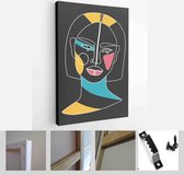 Modern abstract faces with abstract shapes. Minimalism concept. Line art drawing style. Contemporary silhouette of woman - Modern Art Canvas - Vertical - 1770548135 - 115*75 Vertical