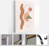 Collection of contemporary art posters in pastel colors. Abstract paper cut geometric elements and strokes, leaves and dots - Modern Art Canvas - Vertical - 1636167877 - 115*75 Ver