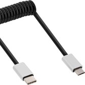 InLine USB Micro B naar USB-C spiraalkabel - USB2.0 - tot 2A / zwart - 3 meter
