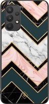 Samsung A32 4G hoesje - Marmer triangles | Samsung Galaxy A32 4G case | Hardcase backcover zwart