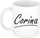 Corina naam cadeau mok / beker sierlijke letters - Cadeau collega/ moederdag/ verjaardag of persoonlijke voornaam mok werknemers
