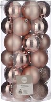 60x Kunststof kerstballen lichtroze 6 cm - Onbreekbare lichtroze kerstballen 6 cm