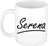 Serena naam cadeau mok / beker sierlijke letters - Cadeau collega/ moederdag/ verjaardag of persoonlijke voornaam mok werknemers