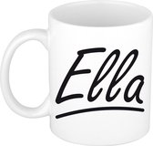 Ella naam cadeau mok / beker sierlijke letters - Cadeau collega/ moederdag/ verjaardag of persoonlijke voornaam mok werknemers