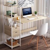 Computer Bureau - Laptop Schrijftafel - Studie Tafel - met Planken Laden - Grote - Houten Kantoor PC Laptop Workstation - Thuis Gaming Bureau - Maple - 107cm