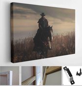 Itsallcanvas - Schilderij - Western Cowboy Portrait Art Horizontal Horizontal - Multicolor - 75 X 115 Cm