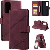 Voor Xiaomi Mi 10T 5G Skin Feel Business Horizontale Flip PU Lederen Case met Houder & Multi-Card Slots & Portemonnee & Lanyard & Fotolijst (Rood)