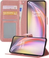 OnePlus Nord CE Hoesje Book Case Hoes Portemonnee Cover - OnePlus Nord CE Case Hoesje Wallet Case - rose Goud