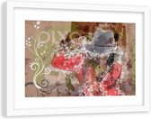 Foto in frame , Abstracte vrouw met hoed , 120x80cm ,  Multikleur , wanddecoratie , Premium print