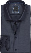 OLYMP Luxor modern fit overhemd - mouwlengte 7 - marine blauw 2-ply twill - Strijkvrij - Boordmaat: 39