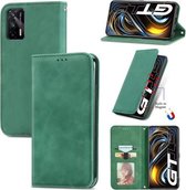 Voor OPPO Realme GT 5G/Realme Q3 Pro 5G Retro Skin Feel Business Magnetische Horizontale Flip Leather Case Met Houder & Kaartsleuven & Portemonnee & Fotolijst (Groen)