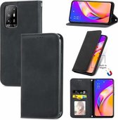 Voor OPPO A94 5G/A95 5G/F19 Pro+/Reno5 Z Retro Skin Feel Business Magnetische Horizontale Flip Leather Case Met Houder & Kaartsleuven & Portemonnee & Fotolijst (Zwart)