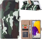 Samsung A72 Hoesje Camouflage Legerprint - Samsung Galaxy A72 5G / 4G Boekcase Hoesje / Portemonnee - Camouflage Legerprint hoesje Samsung A72