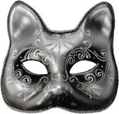 Carnival Toys Kattenmasker Dames Papier-maché Zilver One-size