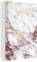 Peintures sur toile Marbre - Wit - Or - 80x120 cm - Décoration murale
