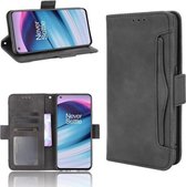 Voor OnePlus Nord CE 5G Skin Feel Kalf Patroon Horizontale Flip Lederen Case met Houder & Kaartsleuven & Fotolijst (Zwart)