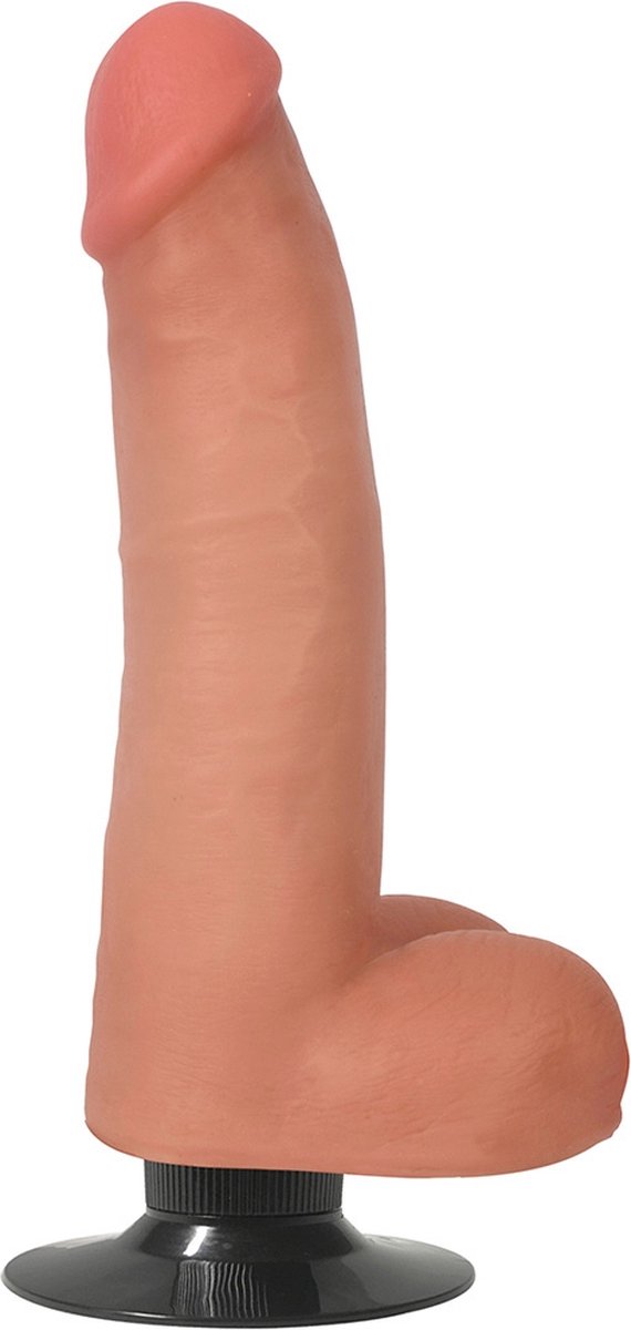 Goedkoopste 8 Inch Vibrating Dong with Balls - Beige