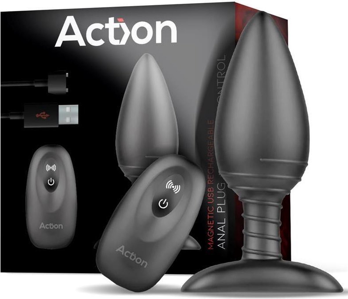 Goedkoopste ACTION - Asher Butt Plug With Remote Control Magnetic Usb Black