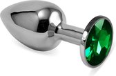 LOVETOY - Butt Plug Silver Rosebud Classic With Green Jewel Size S