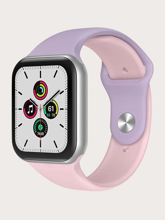 Siliconen watch bandje - Lila Paars en Roze - 42/44/45mm - Series 1 2 3 4 5  6 7 SE - | bol.com