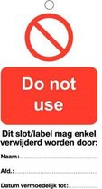 Do not use waarschuwingslabel 80 x 150mm