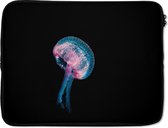 Laptophoes 15.6 inch - Kwal - Zee - Roze - Blauw - Laptop sleeve - Binnenmaat 39,5x29,5 cm - Zwarte achterkant