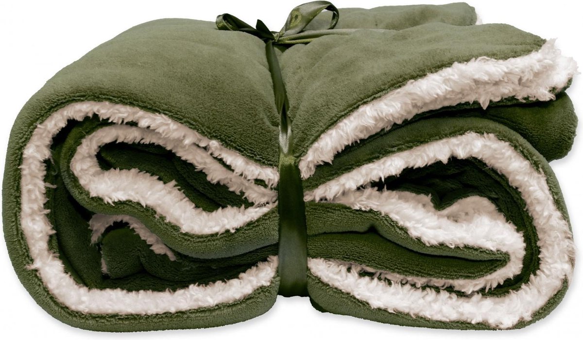 Unique Living Lars - Plaid - Fleece - 150x200 cm - Deep Green Groen