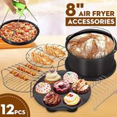 12 Stuks Air Fryer Accessoires 8 Inch Fit voor Airfryer 5.2-5.8QT Bakmand Pizza Plaat Grill Pot keuken Koken Tool voor Party
