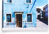 Walljar - Blauw Huisje - Muurdecoratie - Poster