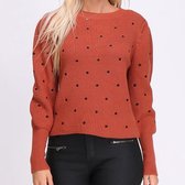 Polka Dot Sweater Brown . T-shirt Dames - Shirt Dames  Shirt Lange Mouwen Dames