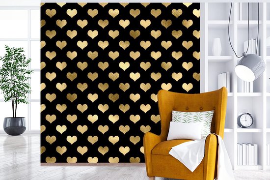 Papier peint - Motifs Papier peint photo - Coeur - Goud - Largeur 300 cm x Hauteur 300 cm