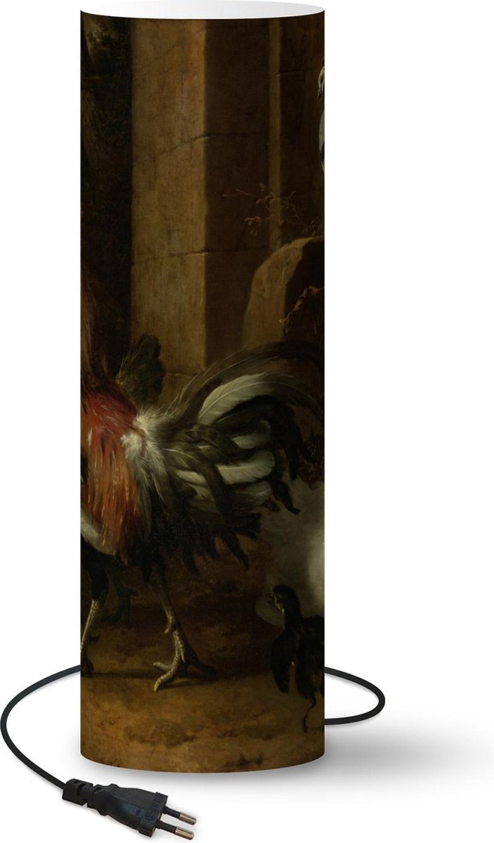 Lamp - Nachtlampje - Tafellamp slaapkamer - Hoenderhof - Melchior d'Hondecoeter - 70 cm hoog - Ø22.3 cm - Inclusief LED lamp