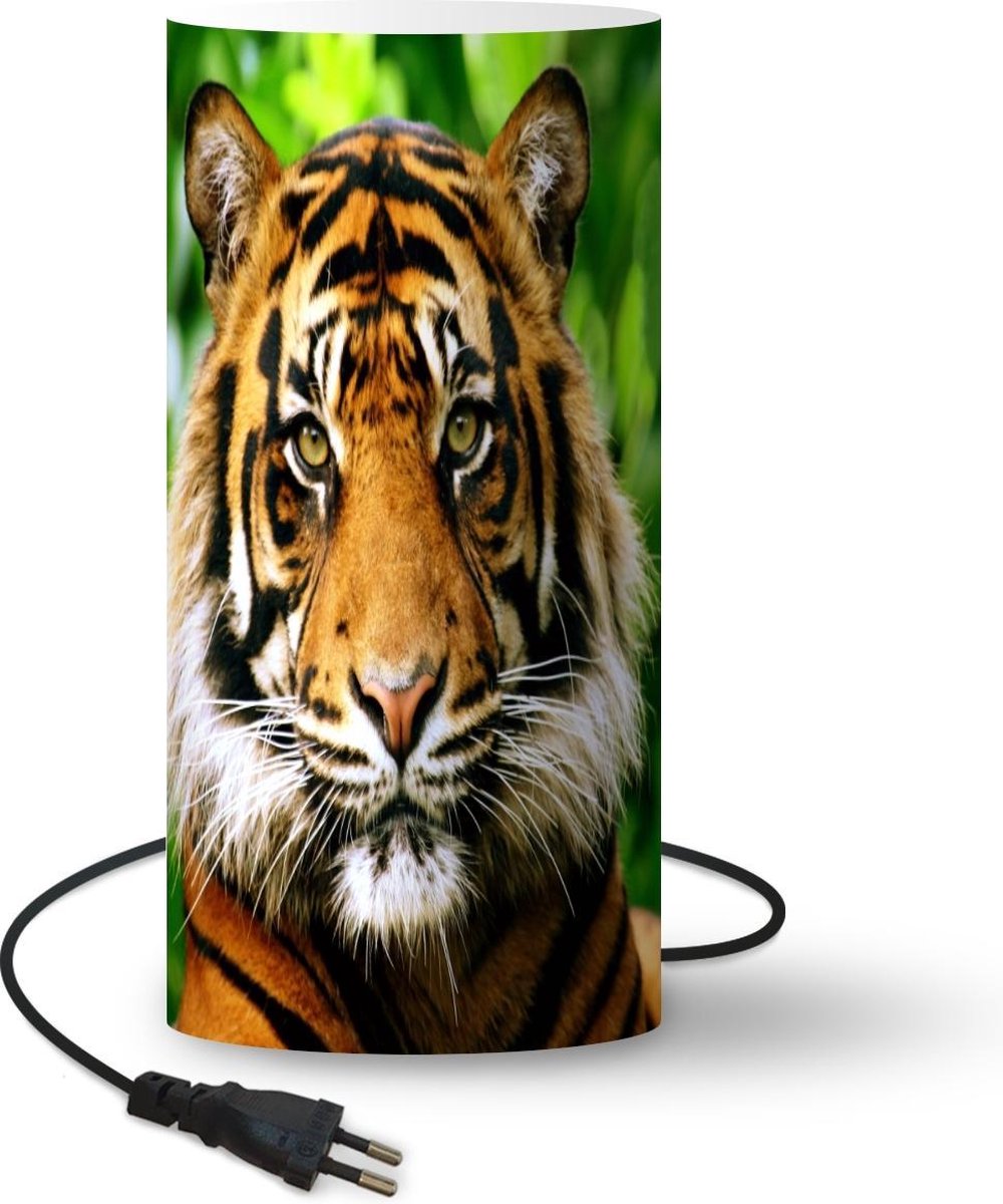 Lamp - Nachtlampje - Tafellamp slaapkamer - Tijger - Kop - Bos - 33 cm hoog - Ø15.9 cm - Inclusief LED lamp