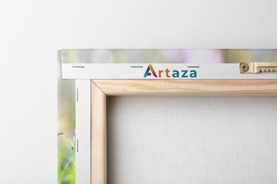 Artaza - Peinture sur toile - Papillon bleu avec une Bloem pourpre - 120 x 60 - Groot - Photo sur toile - Impression sur toile