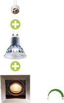 LED 5.5W Inbouwspot | dimbaar | zwart | zilver | vierkant - 2700K - Warm wit (827)