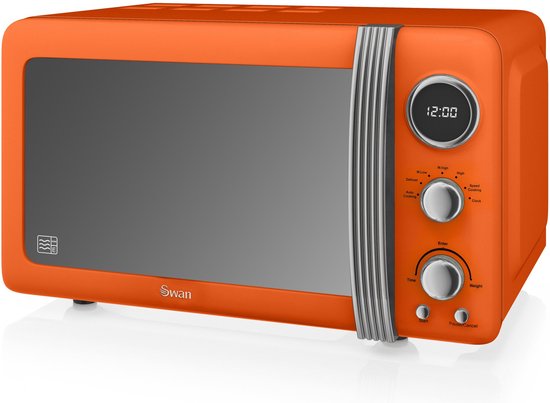 Swan Retro SM22030GNEU Digital Mikrowelle 20L, 5 Leistungsstufen, Auftaufunktion, 60 Minuten Timer, 27cm Drehteller, Vintage Design, Grün, 800W