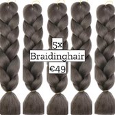 Braiding Hair Braids Hair vlechthaar vlechtharen 5 pakken Tangle Free Grijs