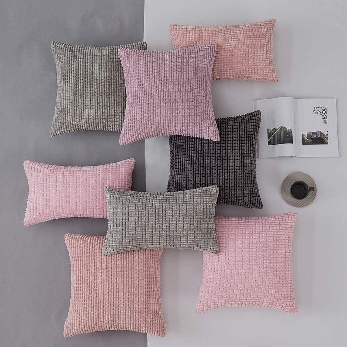 Housse de Coussin 50x50 - Zinaps Set de 2 Housses de Coussin Doux