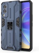 Voor vivo V21e 5G Supersonic PC + TPU Schokbestendige beschermhoes met houder (blauw)