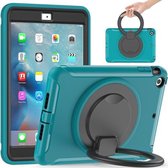 Schokbestendige TPU + pc-beschermhoes met 360 graden rotatie Opvouwbare handgreephouder en pensleuf voor iPad mini 3 / 2 / 1 (blauw)