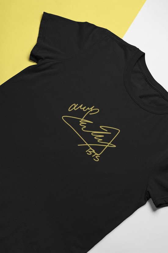 BTS Jimin Signature T-Shirt for fans | Army Dynamite | Love Sign | Unisex Maat M Zwart
