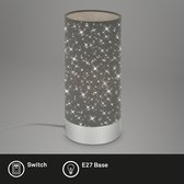 Briloner Leuchten STEA tafellamp 1 licht sterrenhemel metaal stof mat-chroom-grijs 1xE27 max. 25W snoer schakelaar