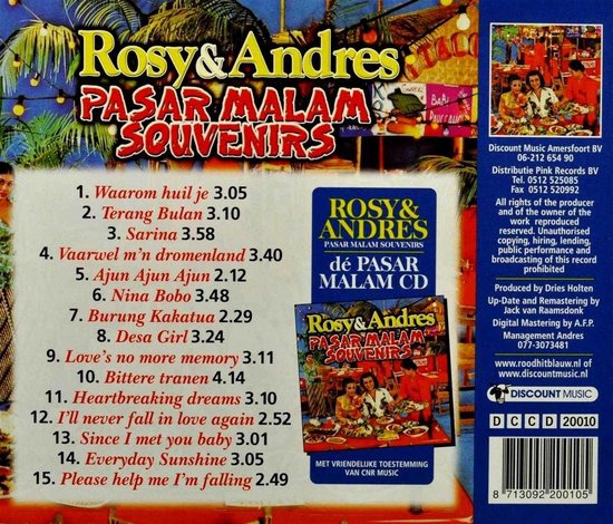 Rosy & Andres - Pasar Malam Souvenirs (CD) - Rosy & Andres