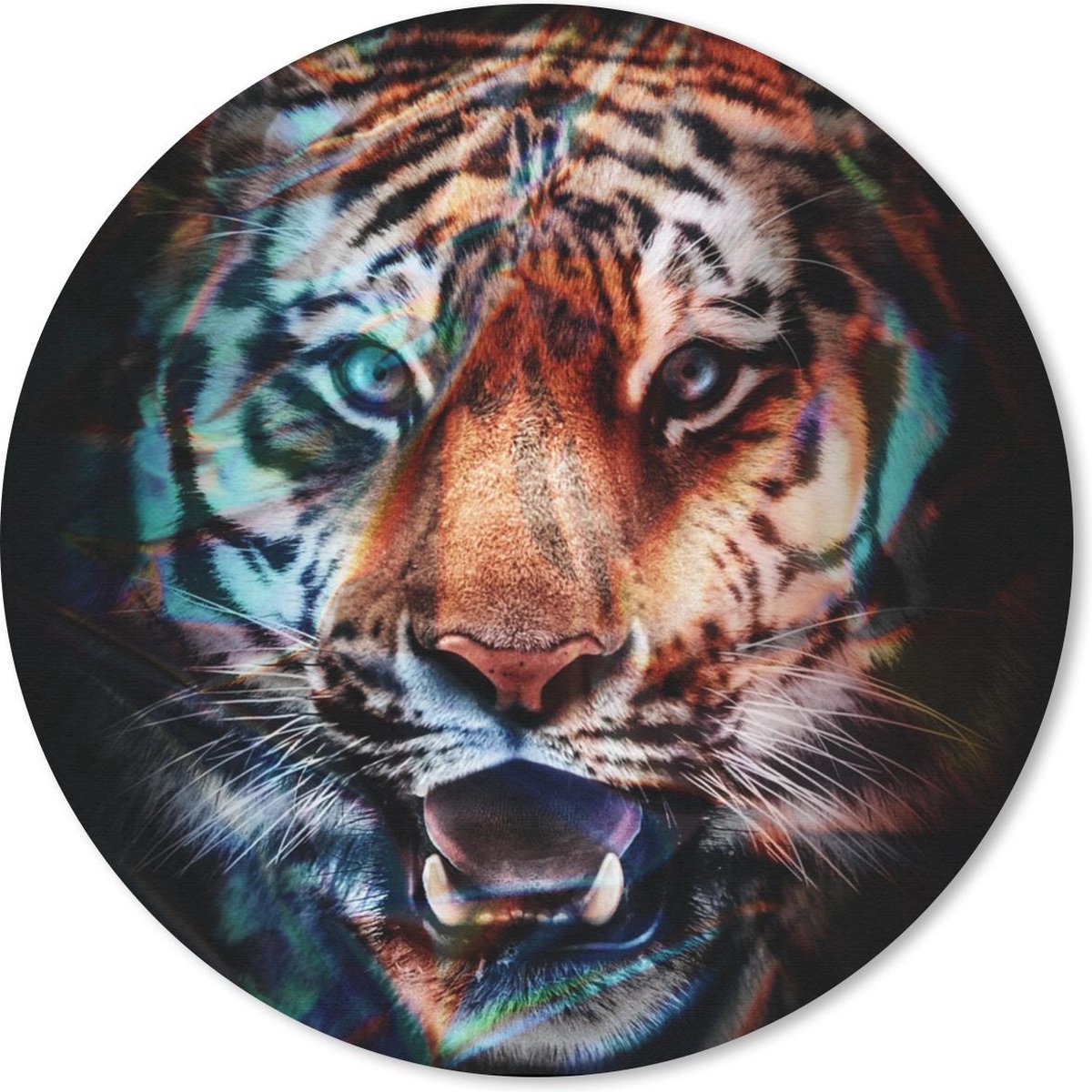 Muismat rond 40x40 cm - Mousepad Tijger - Kleuren - Dier - Ronde muismatten