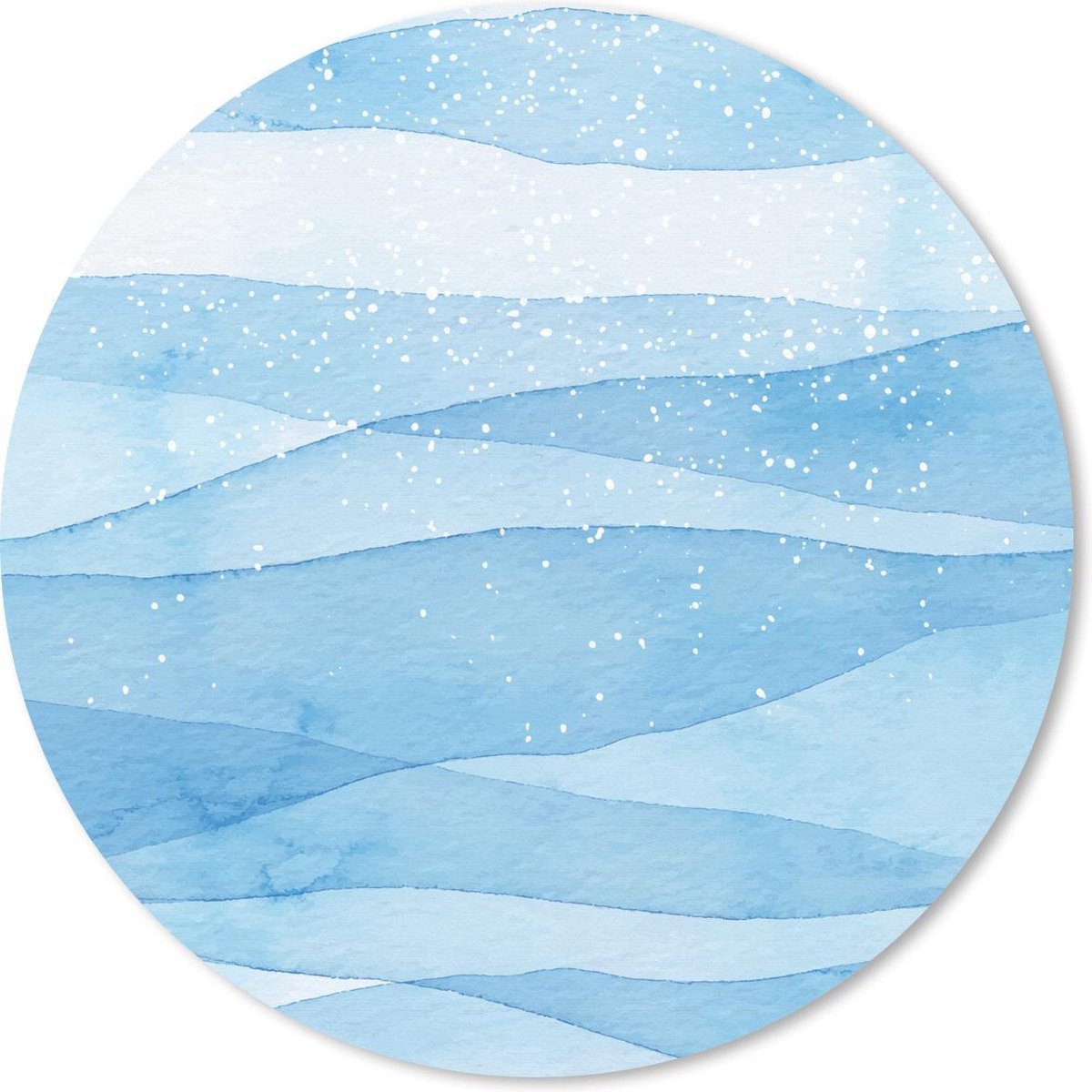 Muismat rond 40x40 cm - Mousepad Waterverf - Illustratie - Blauw - Ronde muismatten