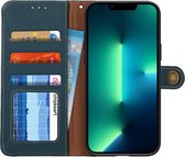 Apple iPhone 13 Pro Max Hoesje RFID Portemonnee Echt Leer Groen