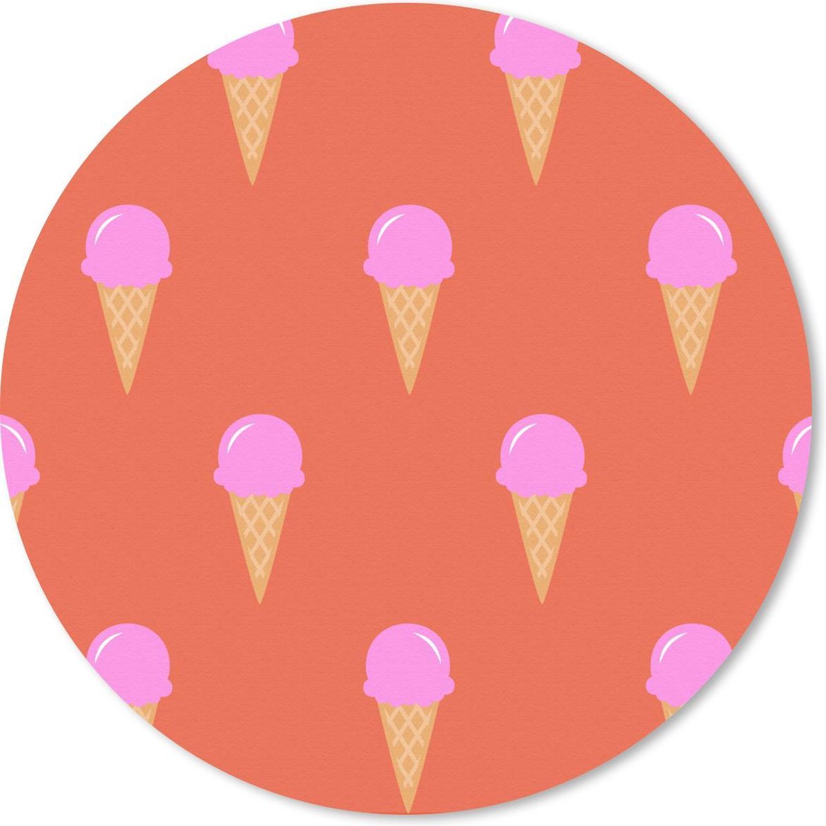 Muismat - Mousepad - Rond - IJs - Patronen - Zomer - 40x40 cm - Ronde muismat